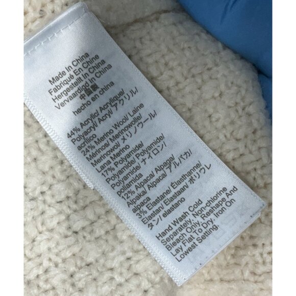 J Crew Ivory Cable Knit Mock Neck Sweater Merino Wool Blend Alpaca Pullover - Picture 6 of 11